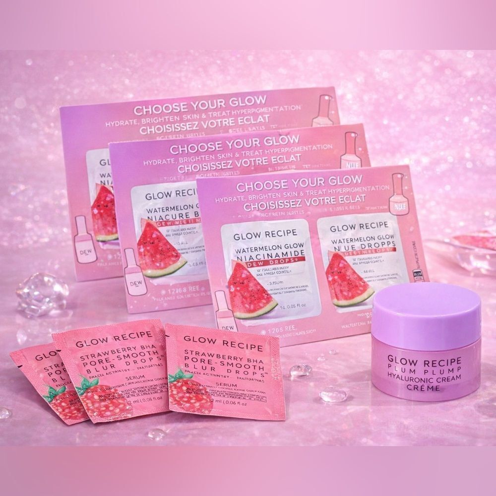 Glow Recipe Dew Drops + Plum Cream + Strawberry Blur Samples Bundle NEW